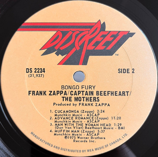 Frank Zappa / Captain Beefheart / The Mothers : Bongo Fury (LP, Album)