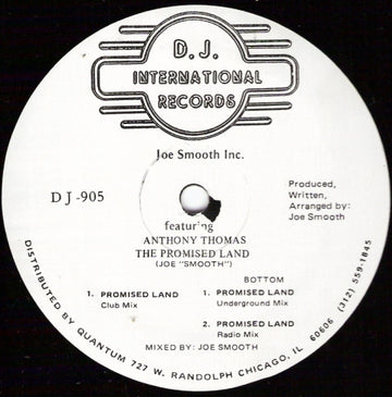 Joe Smooth Inc.* Featuring Anthony Thomas : The Promised Land (12", 4LW)