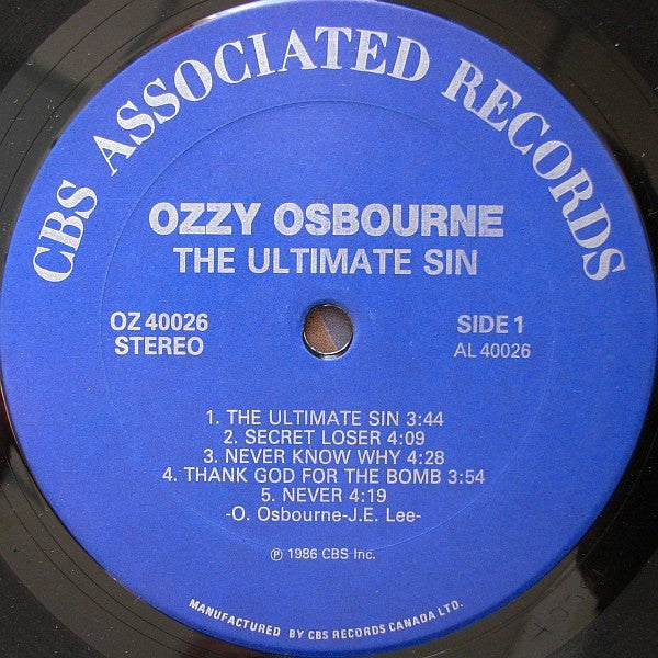 Ozzy Osbourne : The Ultimate Sin (LP, Album)