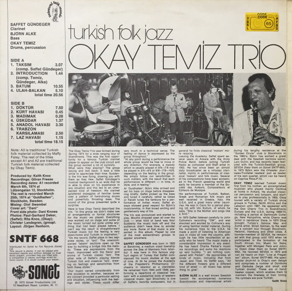 Okay Temiz Trio : Turkish Folk Jazz (LP, Album)