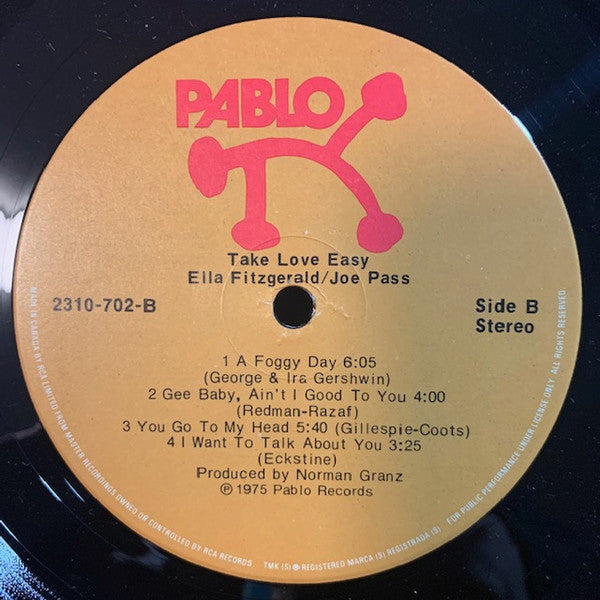 Ella Fitzgerald · Joe Pass : Take Love Easy (LP, Album)
