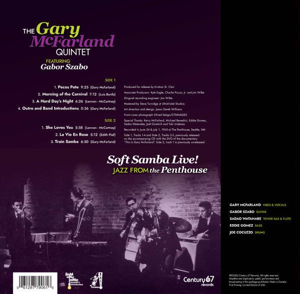 Gary McFarland Featuring Gabor Szabo : Soft Samba Live! Jazz From The Penthouse (LP, Ltd)