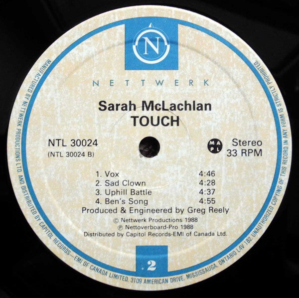 Sarah McLachlan : Touch (LP, Album)