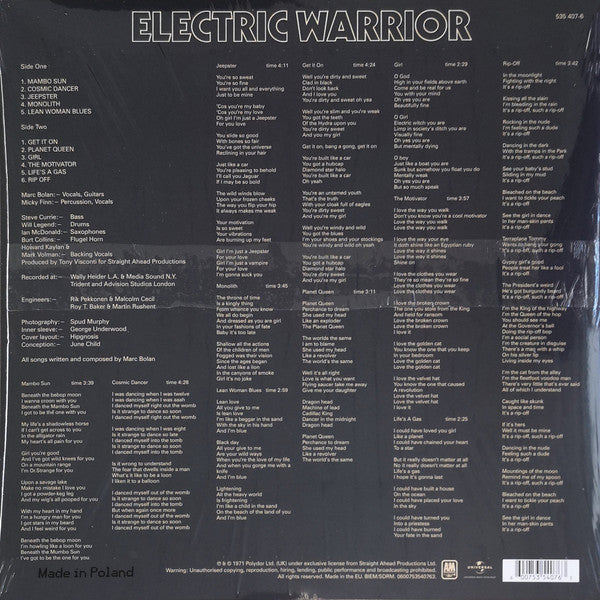 T. Rex : Electric Warrior (LP, Album, RE, 180)