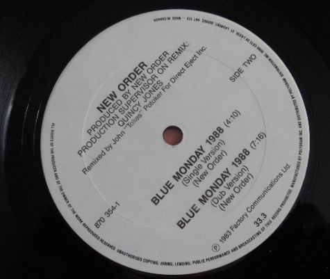 New Order : Blue Monday 1988 (12", Don)