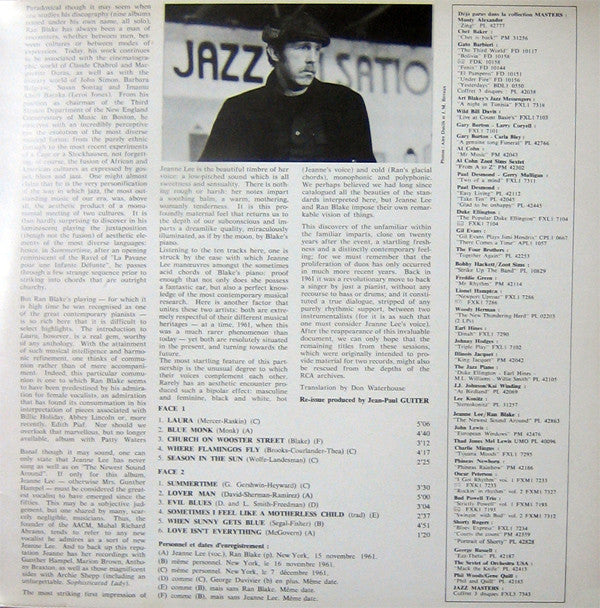 Jeanne Lee And Ran Blake : "The Newest Sound Around" (LP, Album, RE, Gat)