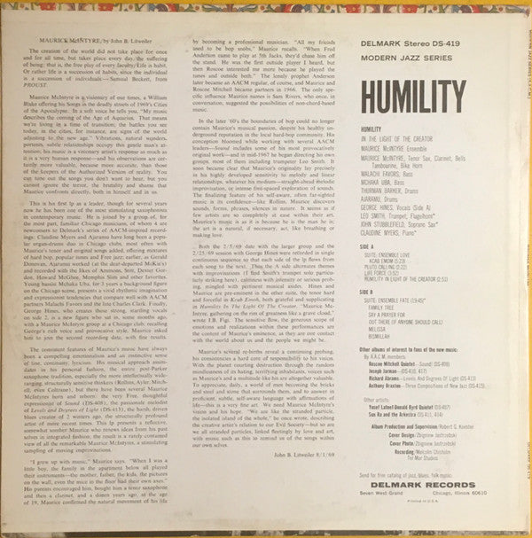 Maurice McIntyre : Humility In The Light Of Creator (LP, Album)