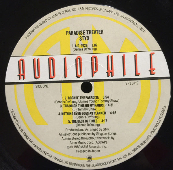 Styx : Paradise Theatre (LP, Album, Hal)