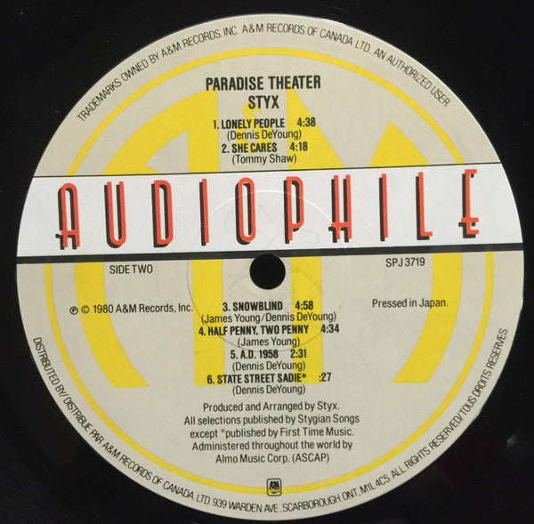 Styx : Paradise Theatre (LP, Album, Hal)