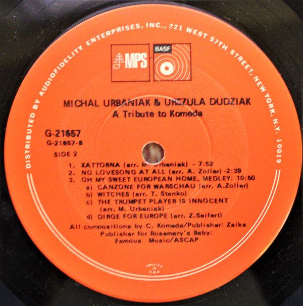 Michał Urbaniak & Urszula Dudziak : Tribute To Komeda (LP, Album, RE)