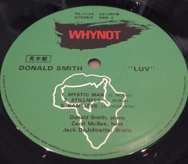 Donald Smith featuring Cecil McBee, Jack DeJohnette : Luv (LP, Album, Promo)