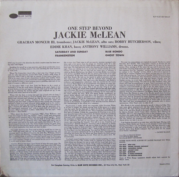 Jackie McLean : One Step Beyond (LP, Album, RE)