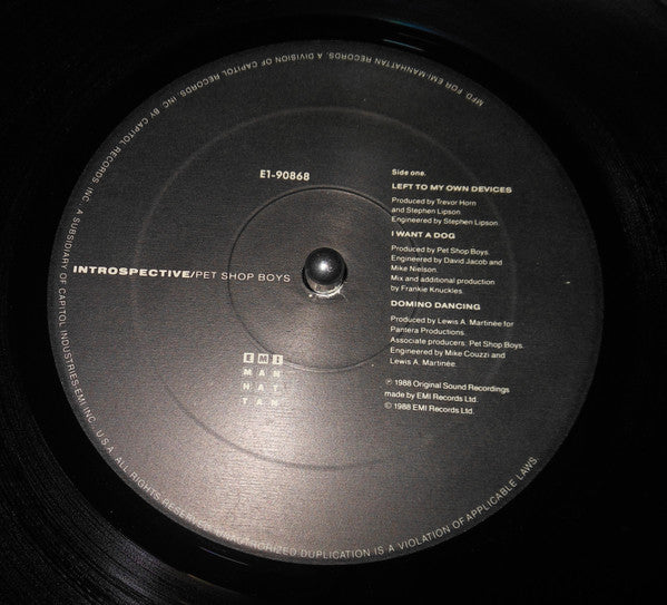 Pet Shop Boys : Introspective (LP, Album, Spe)