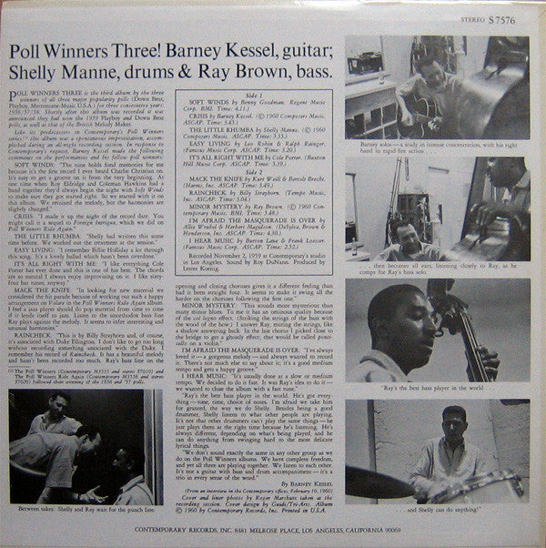 Barney Kessel, Shelly Manne & Ray Brown : Poll Winners Three! (LP, Album, RE)