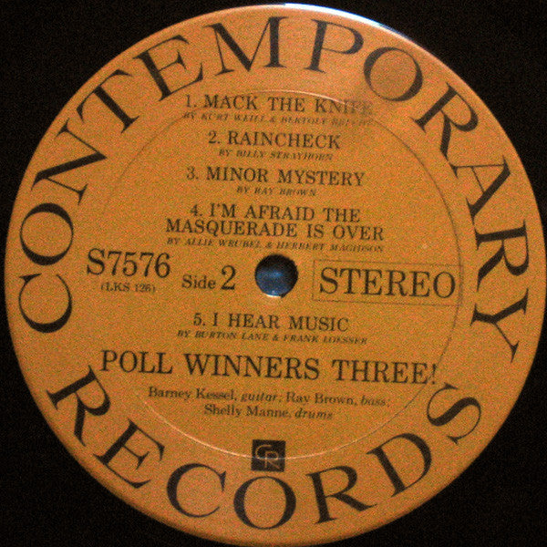 Barney Kessel, Shelly Manne & Ray Brown : Poll Winners Three! (LP, Album, RE)