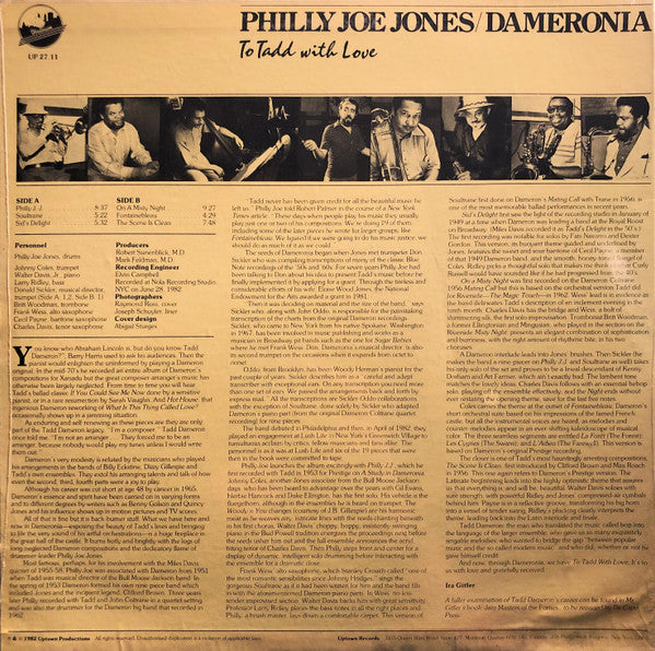 "Philly" Joe Jones / Dameronia : To Tadd With Love (LP, Album)