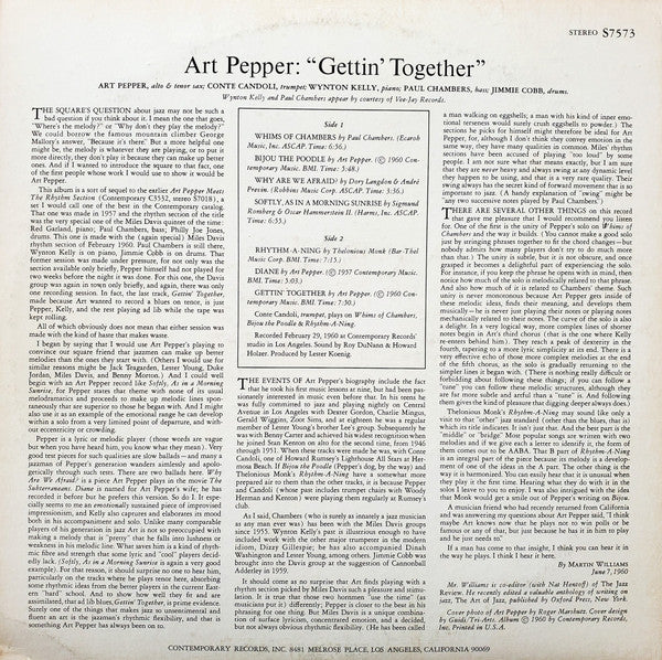 Art Pepper : Gettin' Together! (LP, Album, RE)