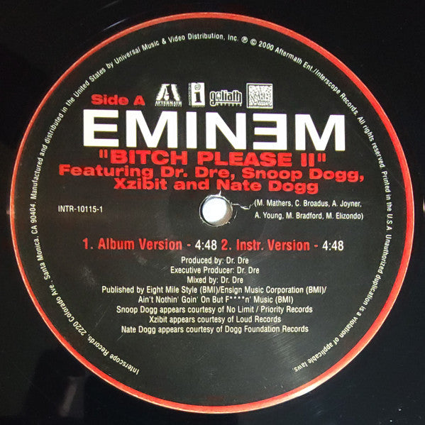 Eminem Featuring Dr. Dre, Snoop Dogg, Xzibit And Nate Dogg : Bitch Please II (12", Single)