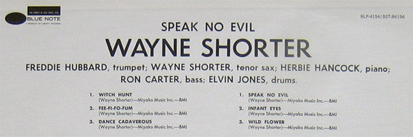 Wayne Shorter : Speak No Evil (LP, Album, RE, RM, RP)