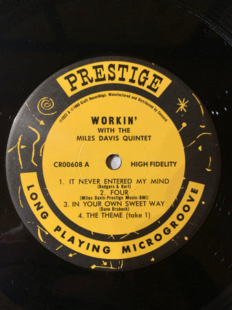 The Miles Davis Quintet : Workin’ With The Miles Davis Quintet (LP, Album, Mono, RE, 180)