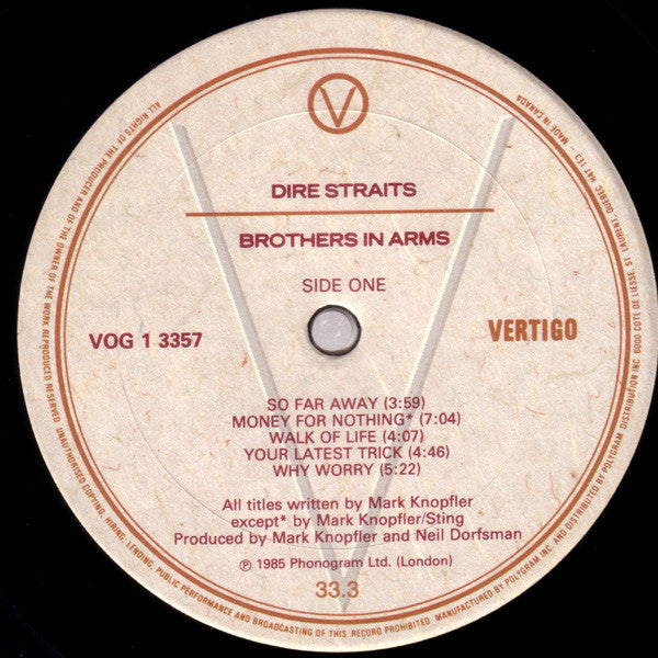 Dire Straits : Brothers In Arms (LP, Album)