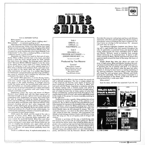 The Miles Davis Quintet : Miles Smiles (LP, Album, RE, RM, 180)