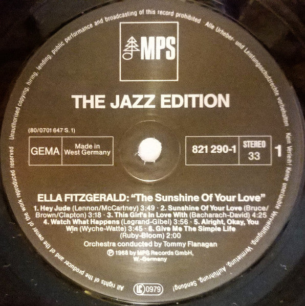 Ella Fitzgerald : Sunshine Of Your Love (LP, Album, RE)