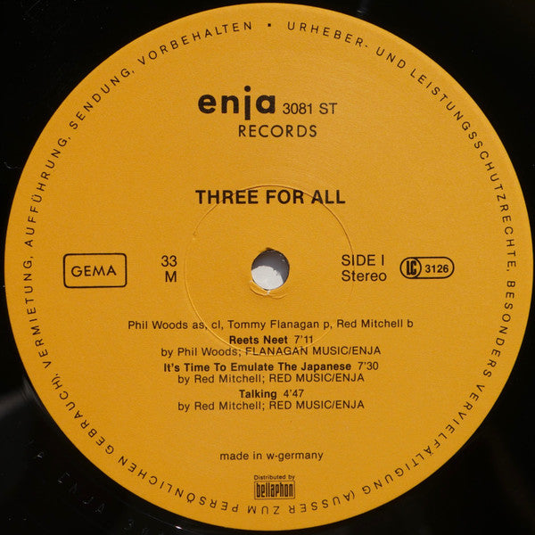 Phil Woods / Tommy Flanagan / Red Mitchell : Three For All (LP, Album)