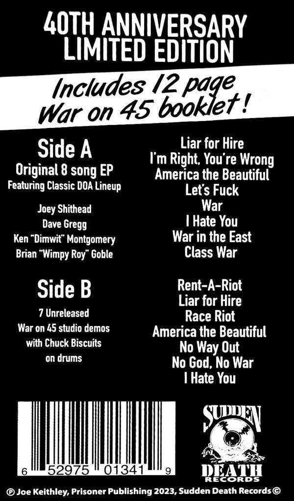 D.O.A. (2) : War On 45 (LP, Ltd, Che)