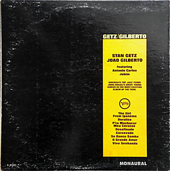 Stan Getz / João Gilberto Featuring Antonio Carlos Jobim : Getz / Gilberto (LP, Album, Mono)