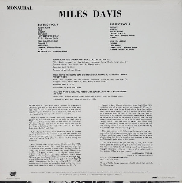 Miles Davis : Volume 1 (LP, Comp, Mono, RE, RM, DMM)