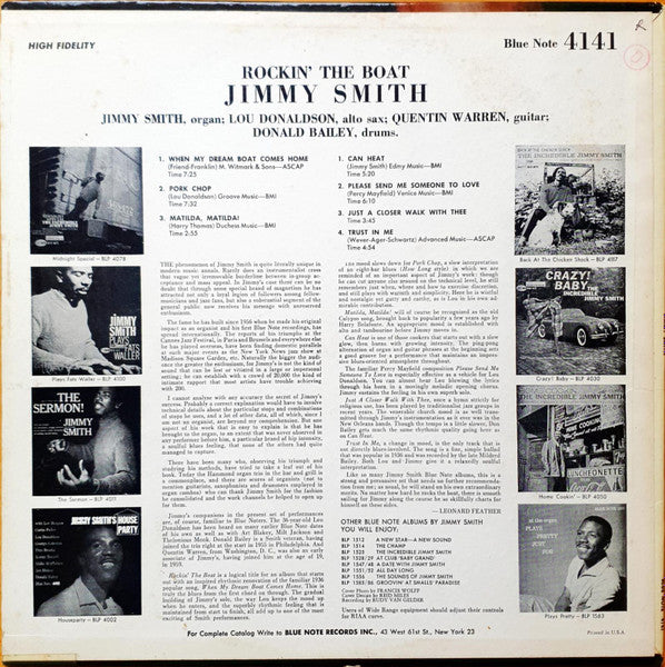 Jimmy Smith : Rockin' The Boat (LP, Album, Mono, No )