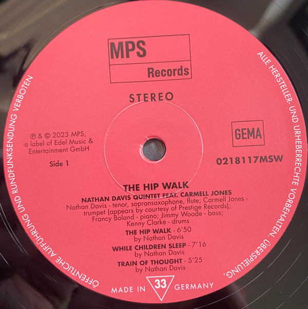 Nathan Davis Quintet Featuring Carmell Jones : The Hip Walk (LP, Album, RE, RM, 180)