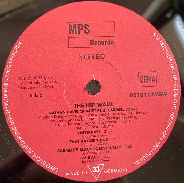 Nathan Davis Quintet Featuring Carmell Jones : The Hip Walk (LP, Album, RE, RM, 180)