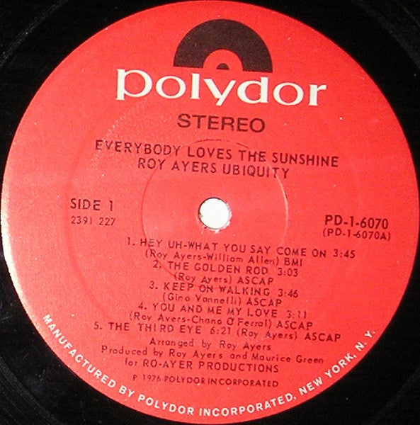 Roy Ayers Ubiquity : Everybody Loves The Sunshine (LP, Album, PRC)