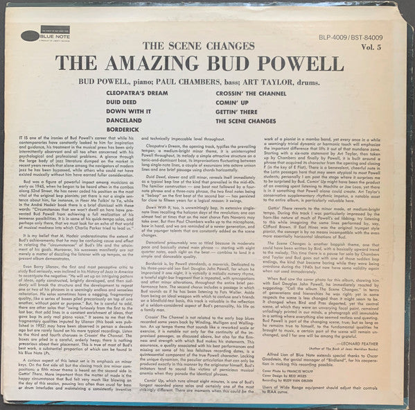 Bud Powell : The Scene Changes Vol. 5 (LP, Album, RE)
