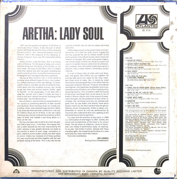 Aretha Franklin : Lady Soul (LP, Album)