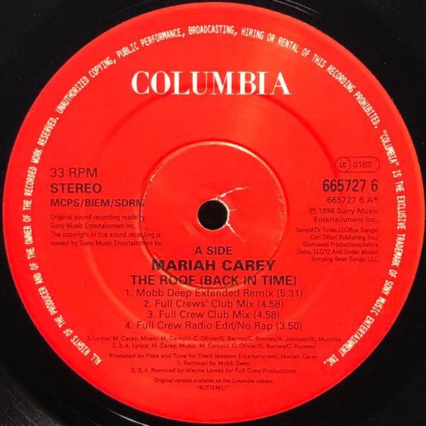 Mariah Carey : The Roof (Back In Time) (12")