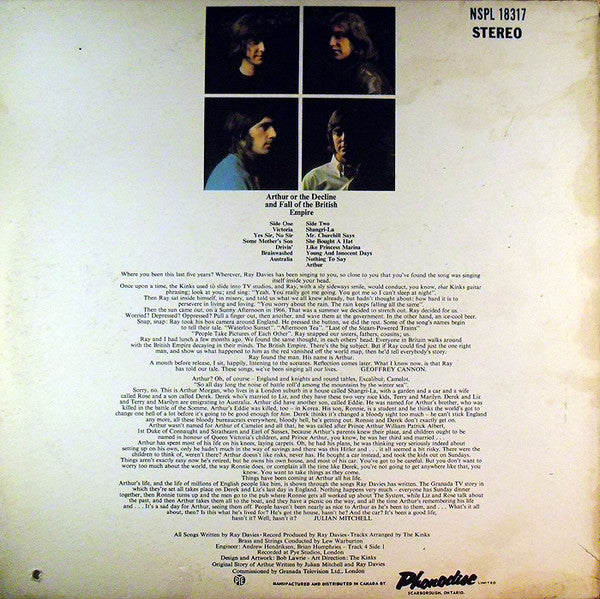 The Kinks : Arthur Or The Decline And Fall Of The British Empire (LP, Album, Blu)