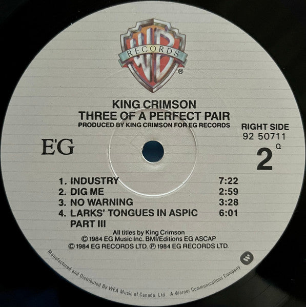King Crimson : Three Of A Perfect Pair (LP, Album)