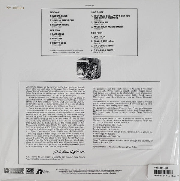 John Prine : John Prine (2x12", Album, Num, RE, QRP)