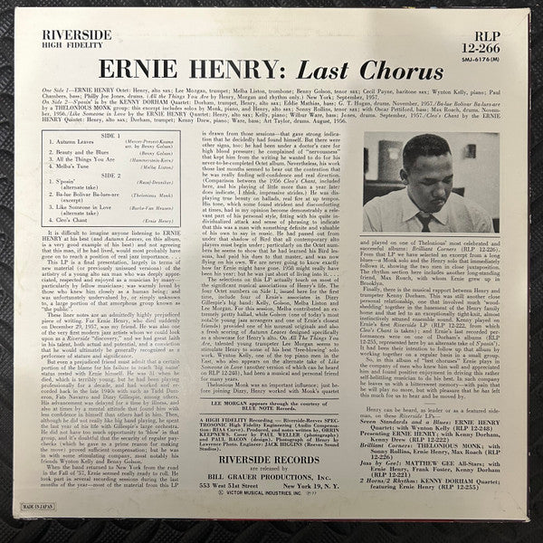 Ernie Henry, Lee Morgan, Benny Golson, Kenny Dorham, Thelonious Monk : Last Chorus (LP, Album)