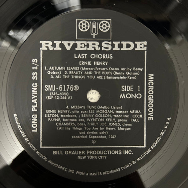 Ernie Henry, Lee Morgan, Benny Golson, Kenny Dorham, Thelonious Monk : Last Chorus (LP, Album)