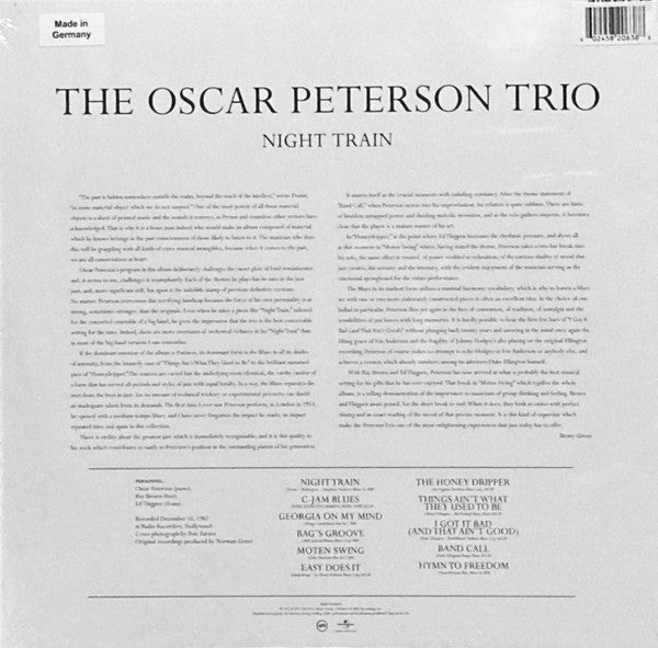 The Oscar Peterson Trio : Night Train (LP, Album, Ltd, RM, RP, Blu)