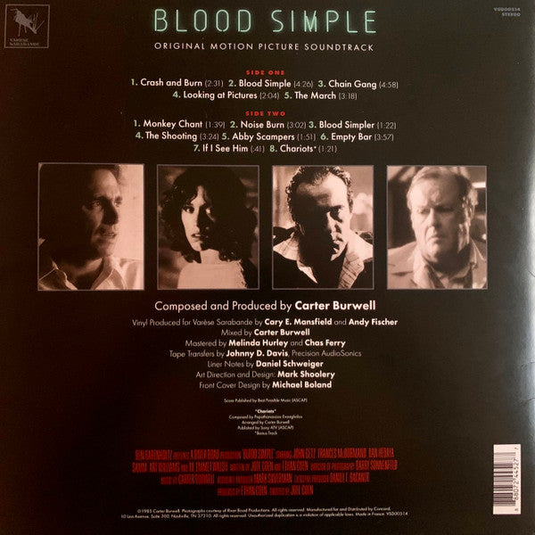 Carter Burwell : Blood Simple (Original Motion Picture Soundtrack) (LP, RSD, Ltd, "Ki)
