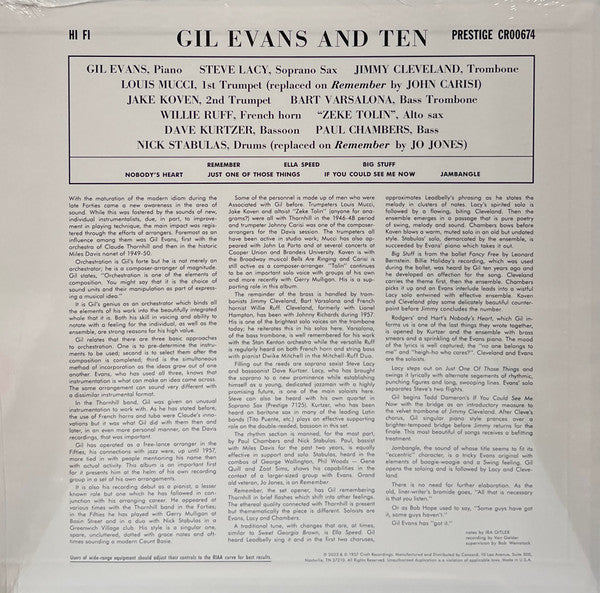 Gil Evans : Gil Evans & Ten (LP, Album, RSD, Mono, Ltd, RE, 180)