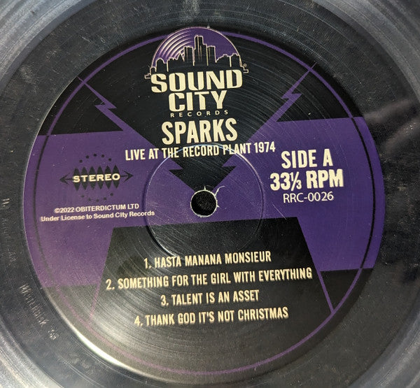 Sparks : Live At The Record Plant 1974 (LP, RSD, Ltd, Cle)