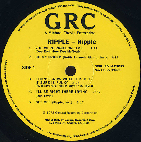 Ripple : Ripple (LP, Album, RE)