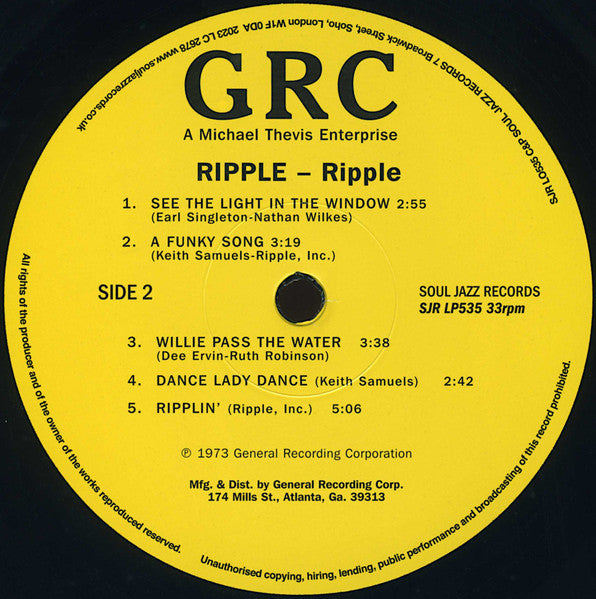Ripple : Ripple (LP, Album, RE)