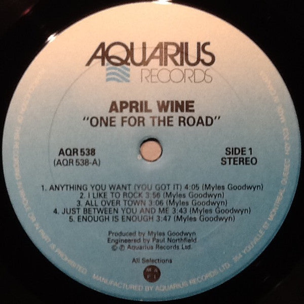 April Wine : One For The Road (LP, Album)